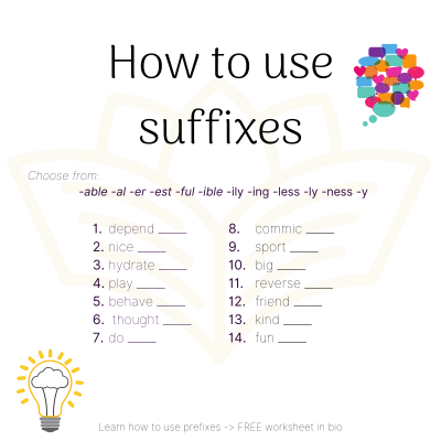 How to use suffixes ⋆ Annie How to use suffixes, English grammar